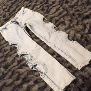 Rare vintage traffic acid jeans cut outs and chain